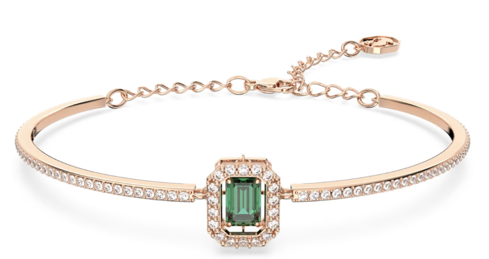 Millenia bangle, Octagon cut, Pavé, Green, Rose gold-tone plated. PHOTO: Swarovski