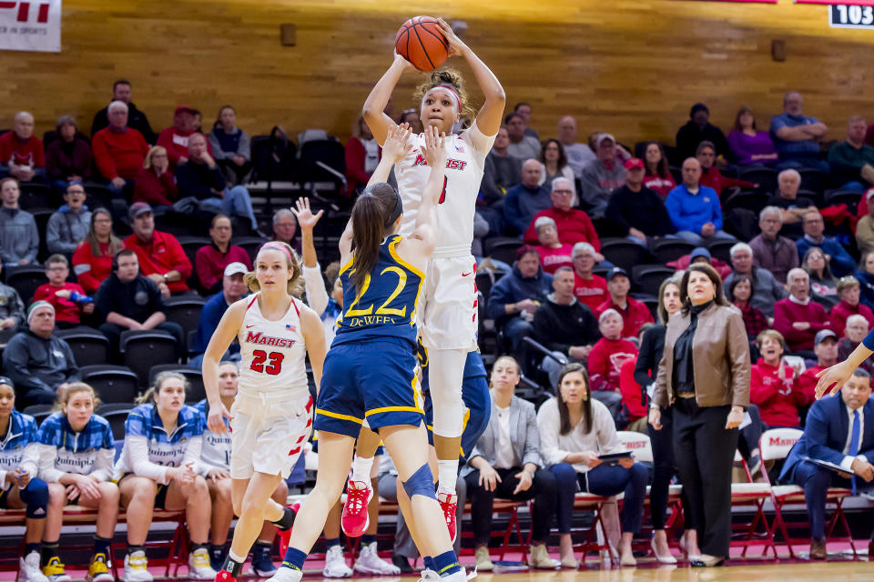 Marist senior Alana Gilmer (top) had her career cut short by the coronavirus pandemic, as did countless other collegiate athletes. (Marist College)