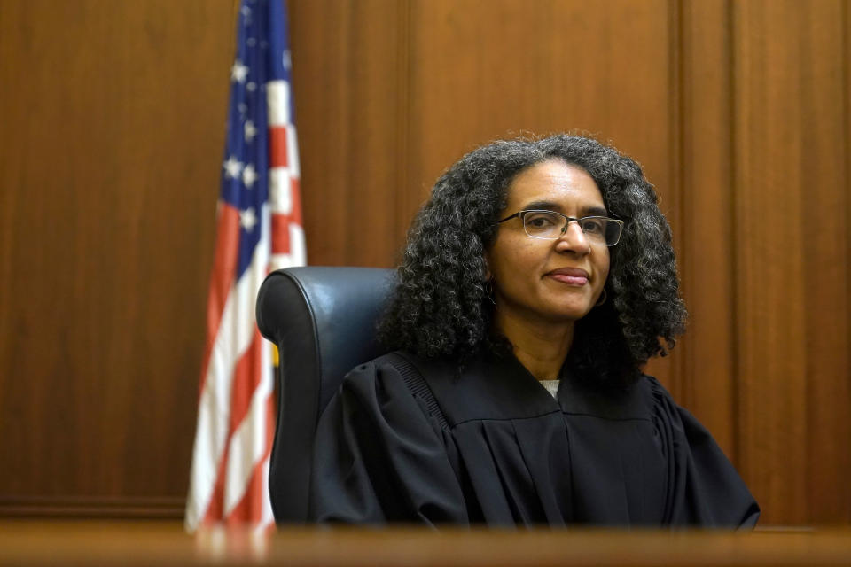 Leondra Kruger, an Associate Justice of the Supreme Court of California, poses for photos in San Francisco, Thursday, Feb. 3, 2022. Kruger is among the group of Black women, both judges and lawyers, whose names are being floated as a possible replacement for retiring U.S. Supreme Court Justice Stephen Breyer.(AP Photo/Jeff Chiu)