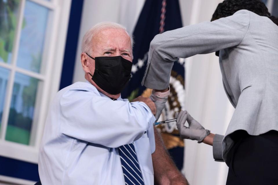 president biden receives covid 19 booster shot at the white house