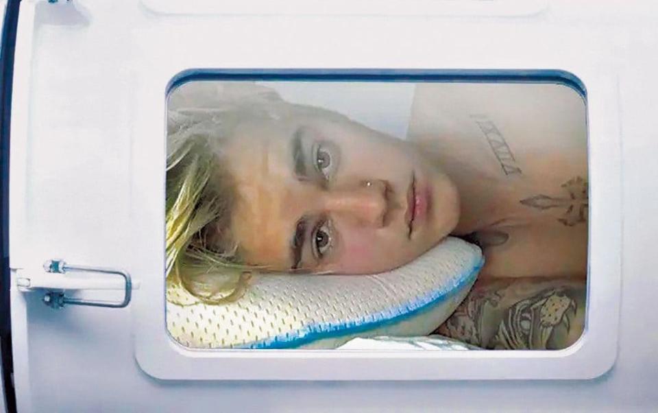 When Justin Bieber, 27, posted a picture of himself in a hyperbaric oxygen chamber - Justin Bieber via Instagram 