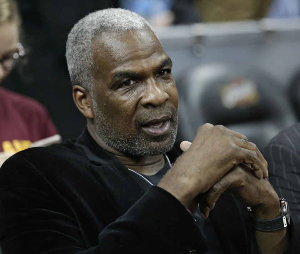 Charles Oakley is shown before an NBA basketball game between the Knicks and the Cleveland Cavaliers