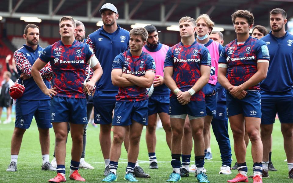 Bristol's players could not contain their disappointment at the final whistle - GETTY IMAGES