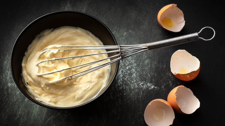 bowl of homemade mayonnaise