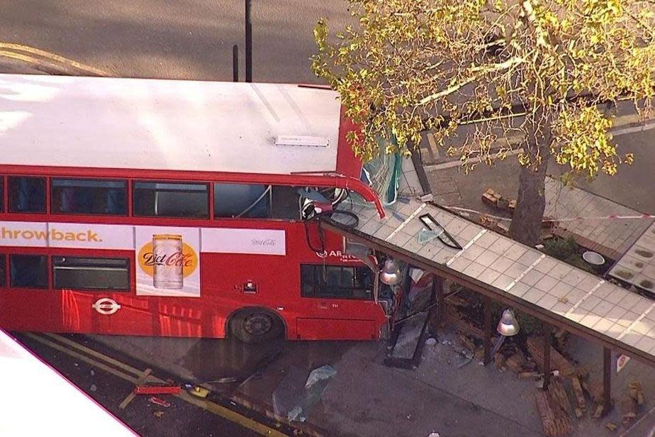 The bus ploughed into a stop at West Croydon bus garage (Sky News)