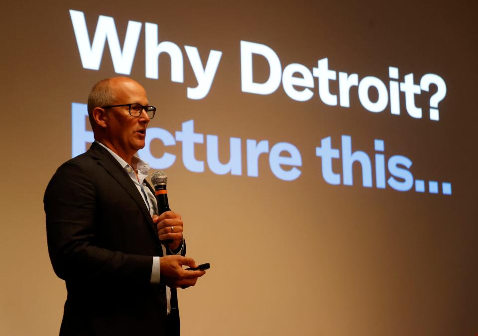 McKeel Hagerty, CEO of Hagerty talks during a press conference at the Detroit Institute of Arts in Detroit on Thursday, August 2, 2022 during a preview of the Detroit Concours d'Elegance classic car show happening in September.