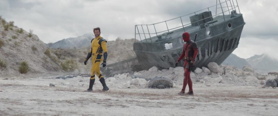 Hugh Jackman (left) and Ryan Reynolds in “Deadpool & Wolverine.” Courtesy of 20th Century Studios/Marvel Studios