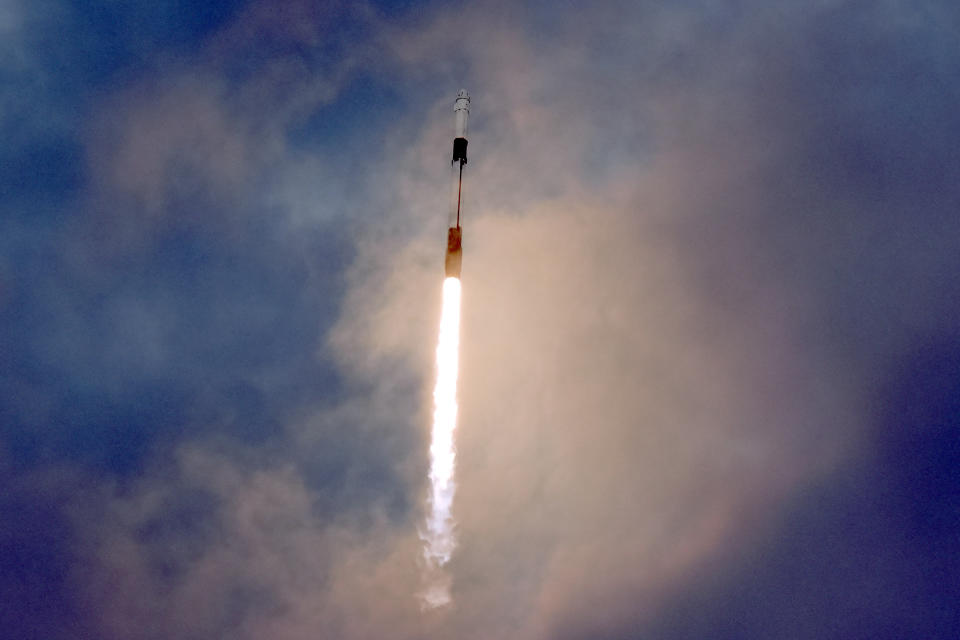 A SpaceX Falcon 9 rocket lifts off from Kennedy Space Center's Launch Pad 39-A, Thursday, Jan. 18, 2024, in Cape Canaveral, Fla. Four private astronauts are making a trip to the International Space Station. (AP Photo/Chris O'Meara)