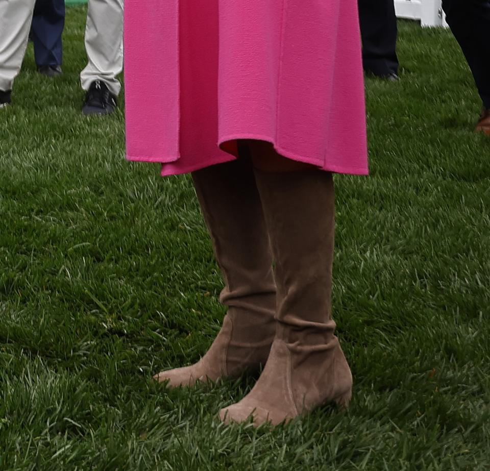 WASHINGTON, DC - APRIL 01: U.S. President Joe Biden and first lady Jill Biden host the White House Easter Egg Roll on the South Lawn on April 01, 2024 in Washington, DC. The White House said they are expecting thousands of children and adults to participate in the annual tradition of rolling colored eggs down the White House lawn, a tradition started by President Rutherford B. Hayes in 1878.  (Photo by Chip Somodevilla/Getty Images)