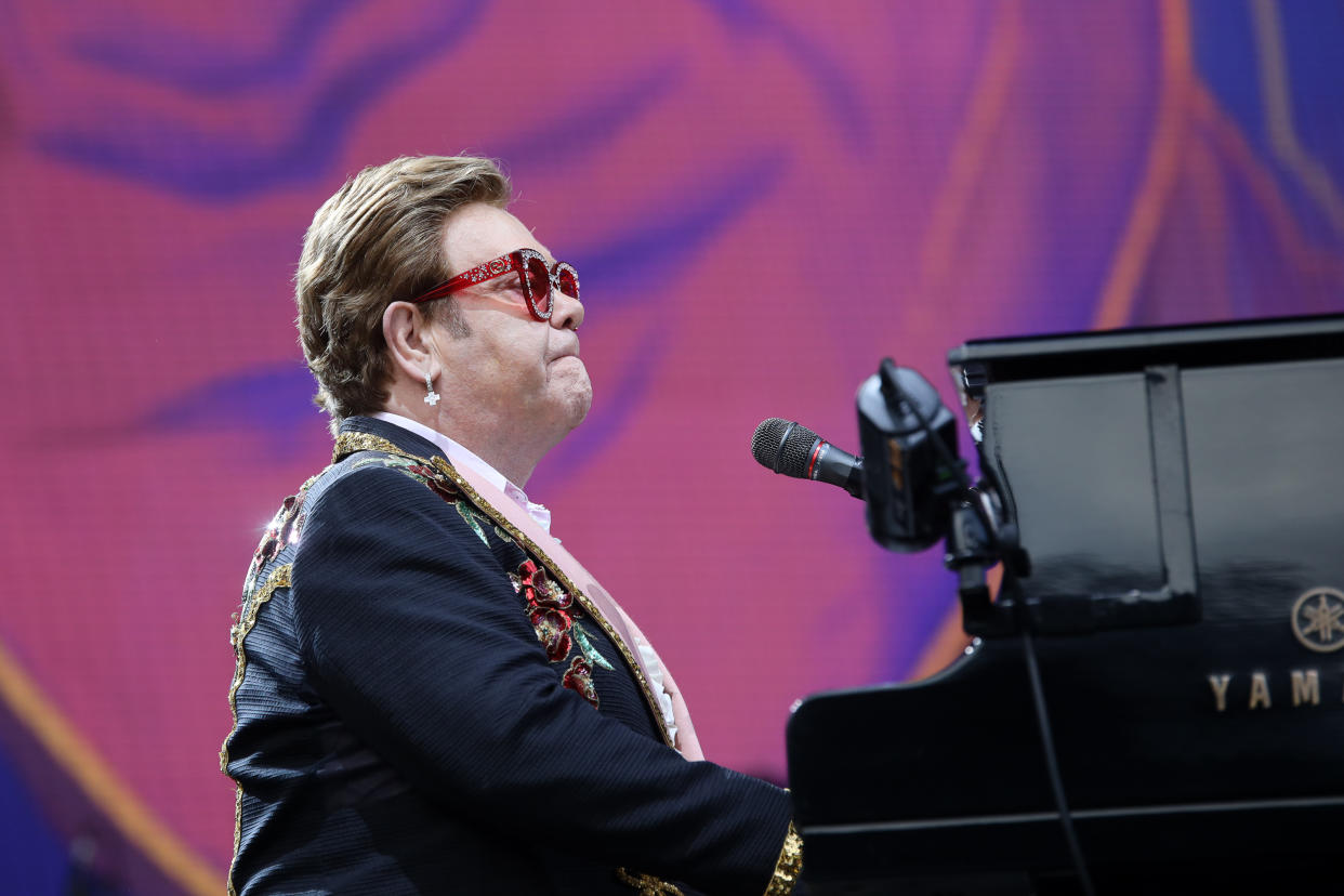 Elton John performs at Mt Smart Stadium on February 16, 2020 in Auckland, New Zealand. (Photo by Dave Simpson/WireImage)