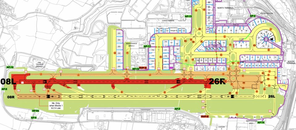 Missing link? The standby runway, in red, at Gatwick Airport (Gatwick Airport Ltd)