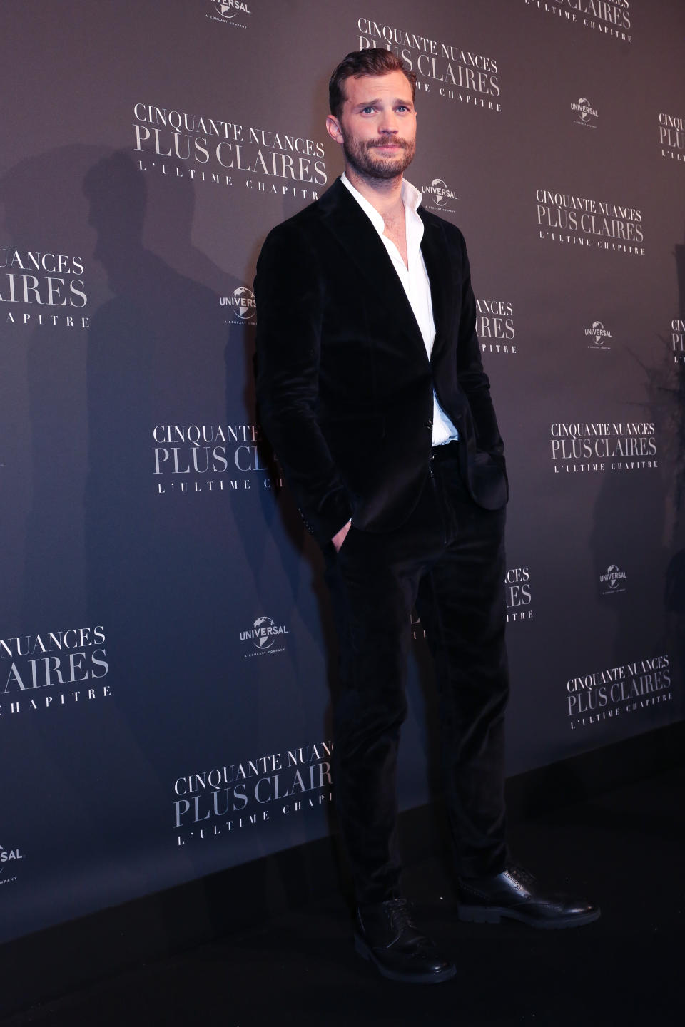 <p>Jamie Dornan photographed for the Fifty Shade Freed Premiere on Feb 6, 2018 in Paris, France. (Photo by Olivier VIGERIE / Contour by Getty Images) </p>