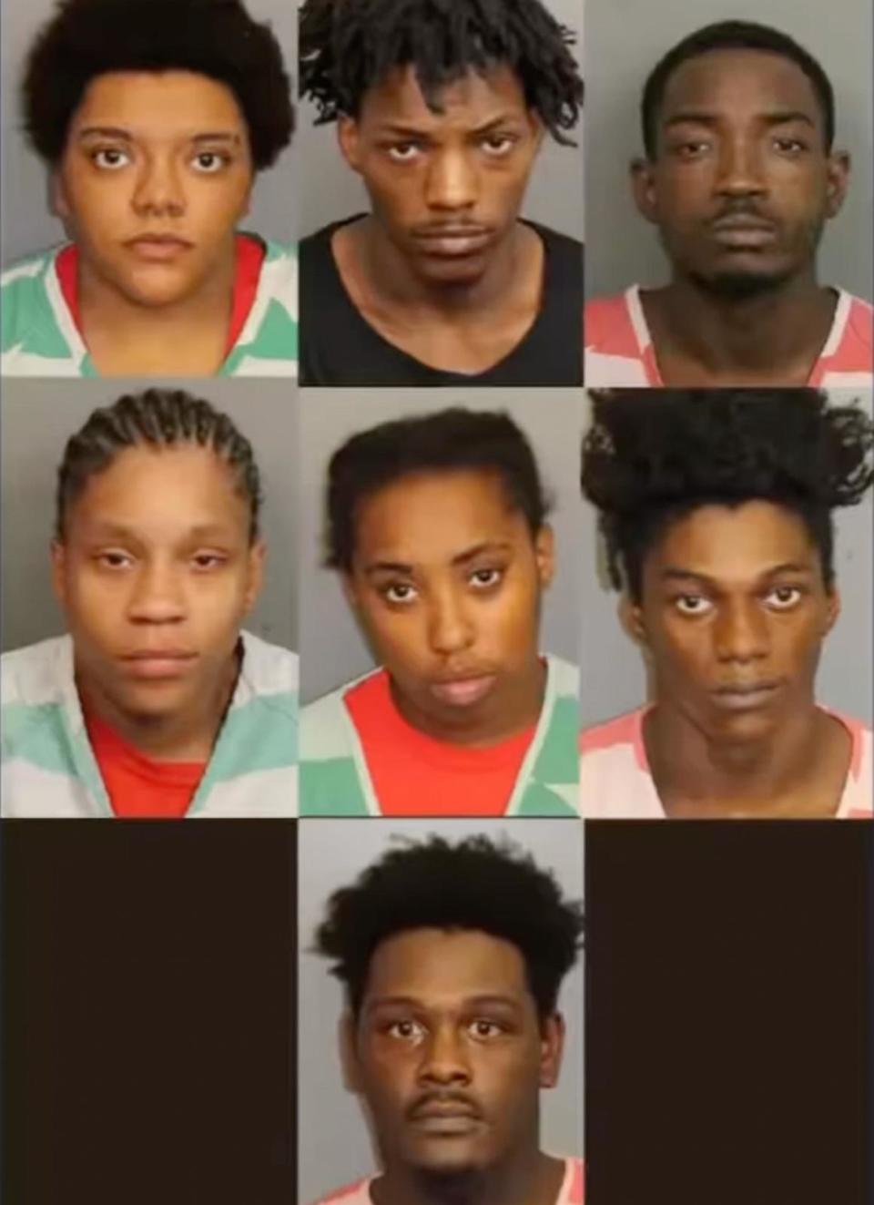 PHOTO: From top (left to right): . Giovonnie Clapp, Blair Green , Francis Harris, (second row) Teja Lewis, Si'nya McCall, Jeremiah McDowell, Brandon Pope (Birmingham Police Department)