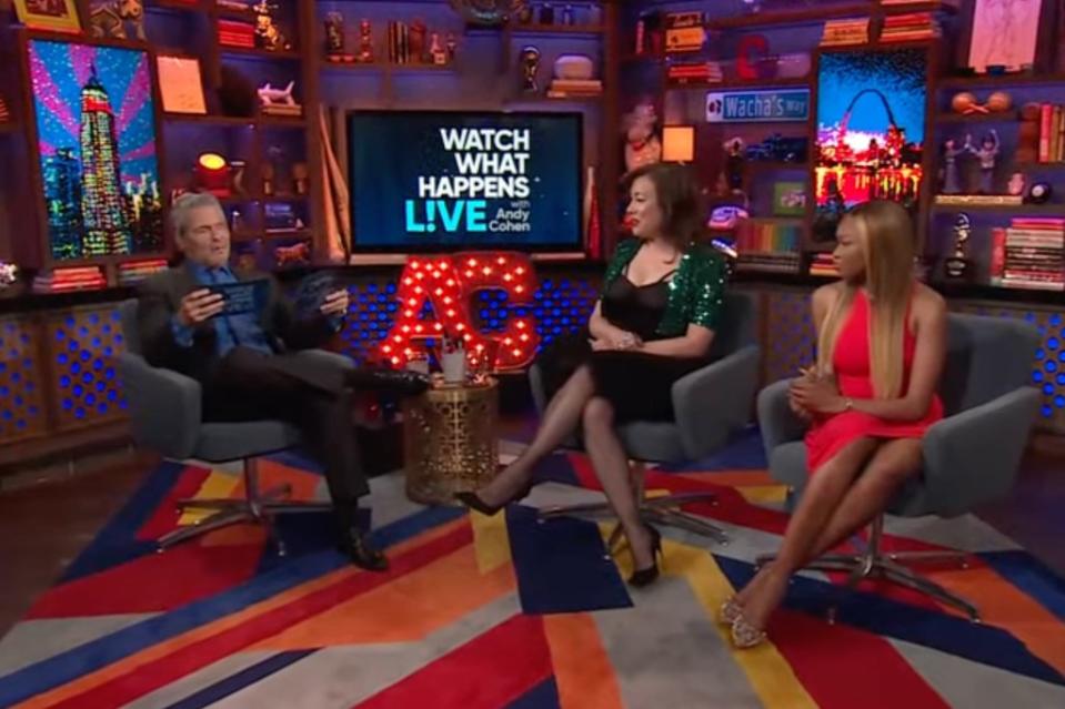 Tilly (center) on “Watch What Happens Live With Andy Cohen” on April 22. YouTube/Watch What Happens Live with Andy Cohen