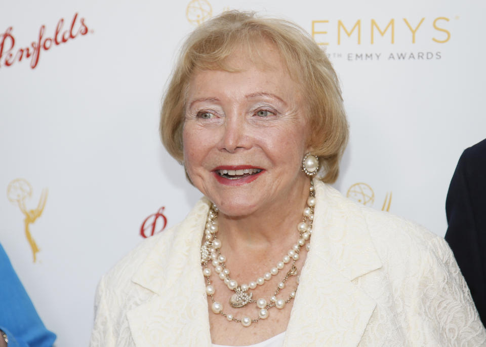 This Aug. 26, 2015 photo released by the Television Academy shows Lee Phillip Bell at the Television Academy's 67th Emmy Daytime Peer Group Celebration in Beverly Hills, Calif. Bell, who co-created “The Young and the Restless” and “The Bold and the Beautiful” and hosted her own daytime talk show in Chicago for 33 years, died Tuesday, Feb. 25, 2020 at her home in Los Angeles. She was 91. (Danny Moloshok/Invision for the Television Academy via AP)