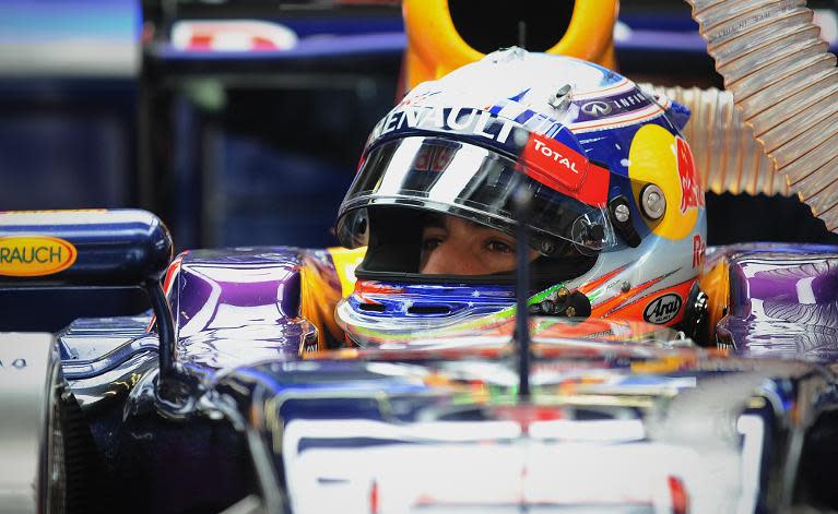 Red Bull driver Daniel Ricciardo of Australia prepares to drive in the pits during the Formula One Chinese Grand Prix in Shanghai on April 18, 2014