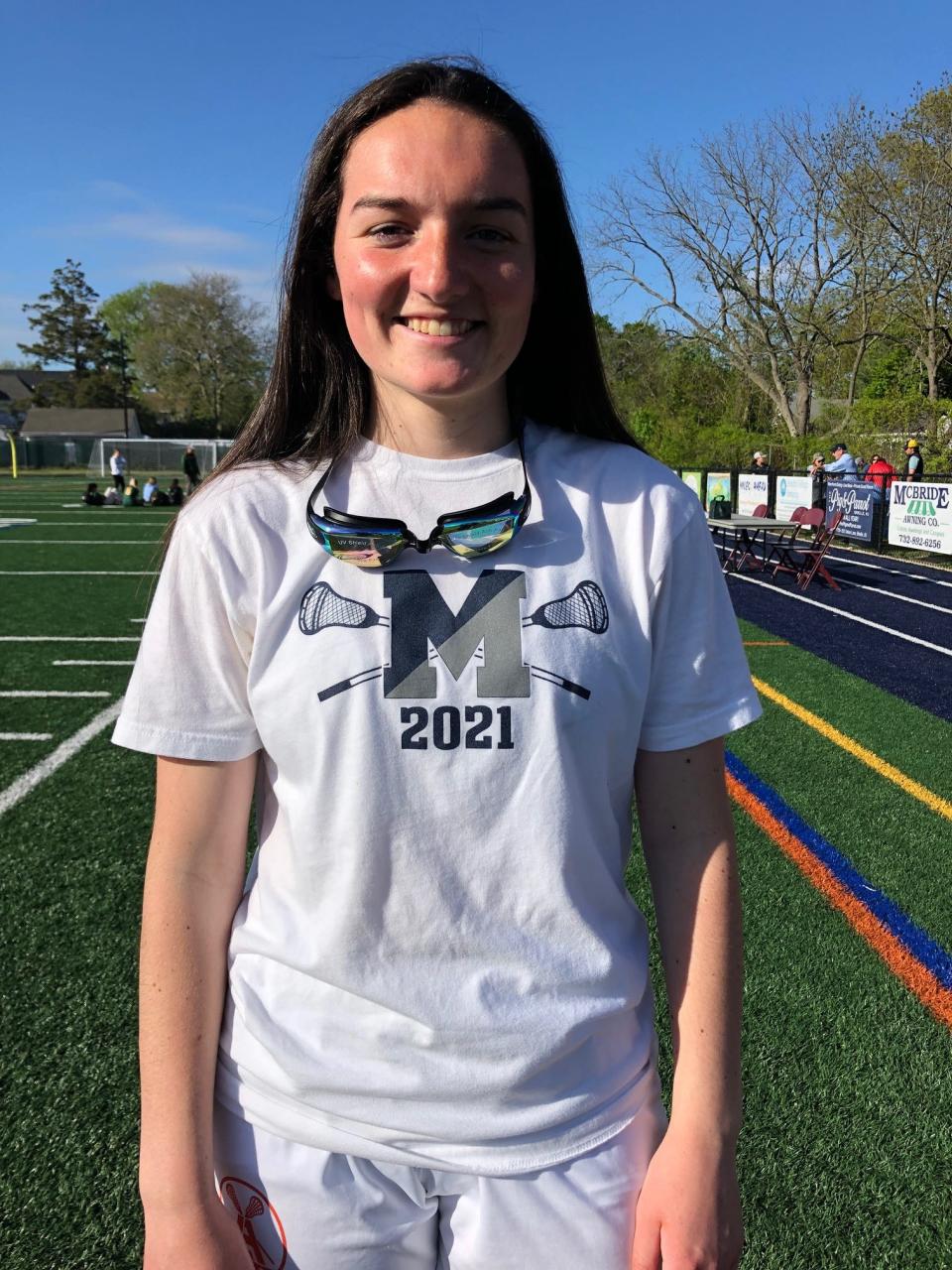 Manasquan senior Quinn McCarthy of the girls lacrosse team spoke to the Asbury Park Press following her team's 14-8 win over Red Bank Catholic on May 11, 2022.
