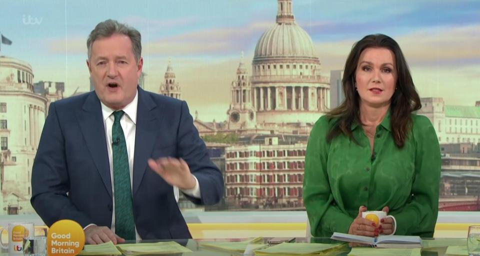 Piers Morgan and Susanna Reid on ‘Good Morning Britain’ last year (ITV)