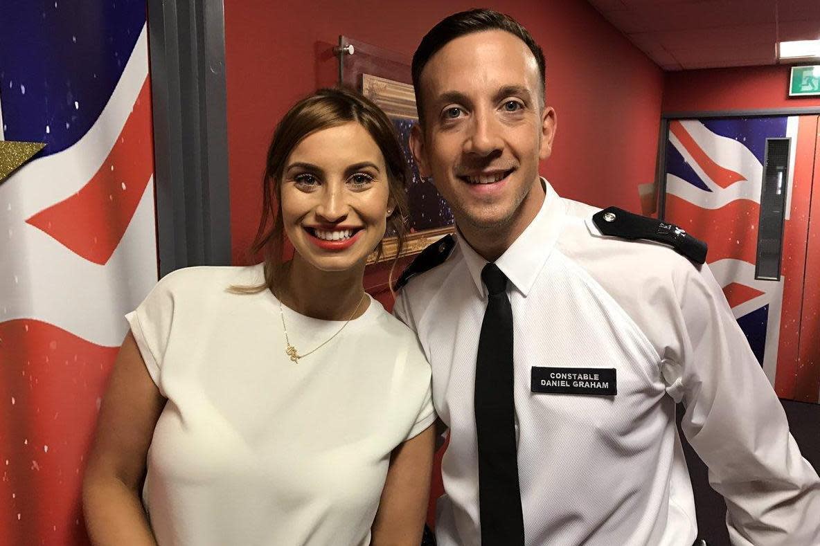 Dancing Dan with Ferne McCann backstage at the This Morning studio: Dan Graham