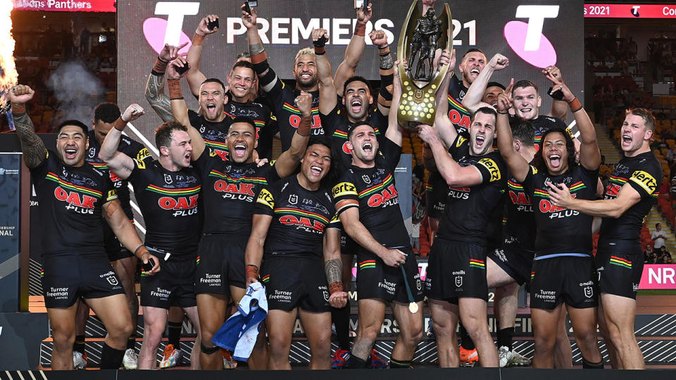 It's been an eventful week of celebrating for the Penrith Panthers, after they won the NRL premiership last weekend. (Photo by Bradley Kanaris/Getty Images)