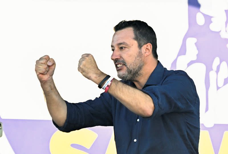 Salvini, leader of the League party, attends rally in Pontida