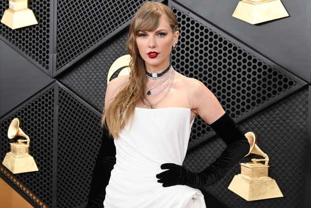 <p>Gilbert Flores/Billboard via Getty </p> Taylor Swift at the 66th Annual GRAMMY Awards held at Crypto.com Arena on February 4, 2024 in Los Angeles, California