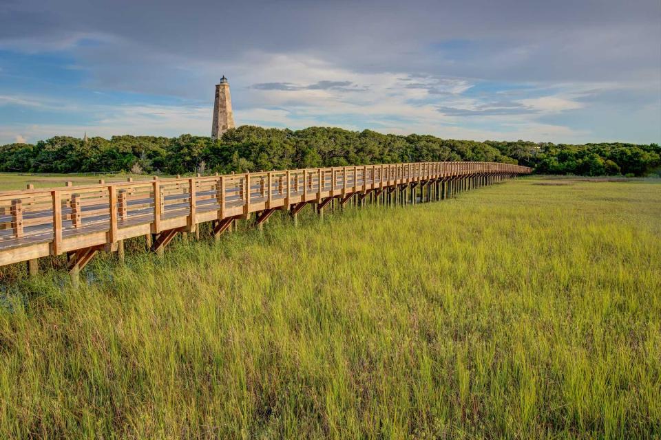 Walkway and lighthouse, Bald Head Island