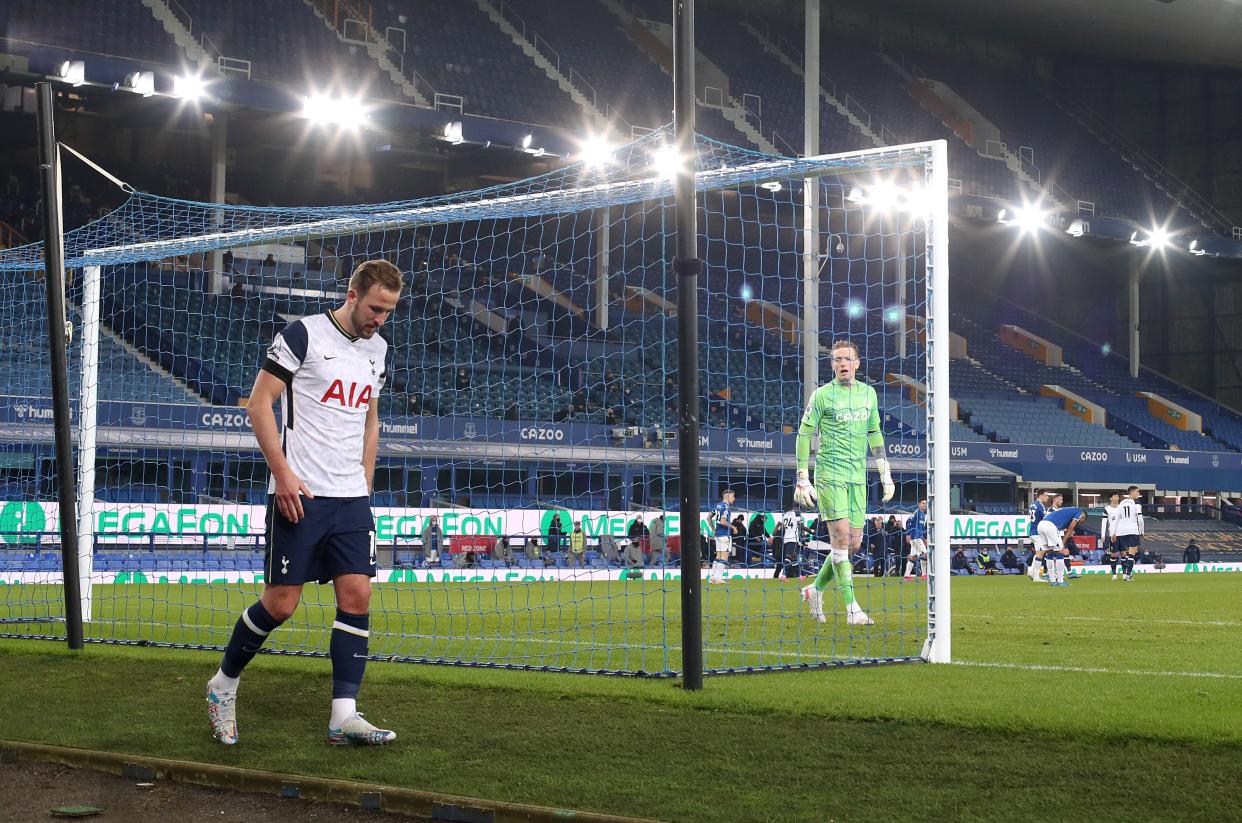 Harry Kane limps away at the end of the match (Reuters)