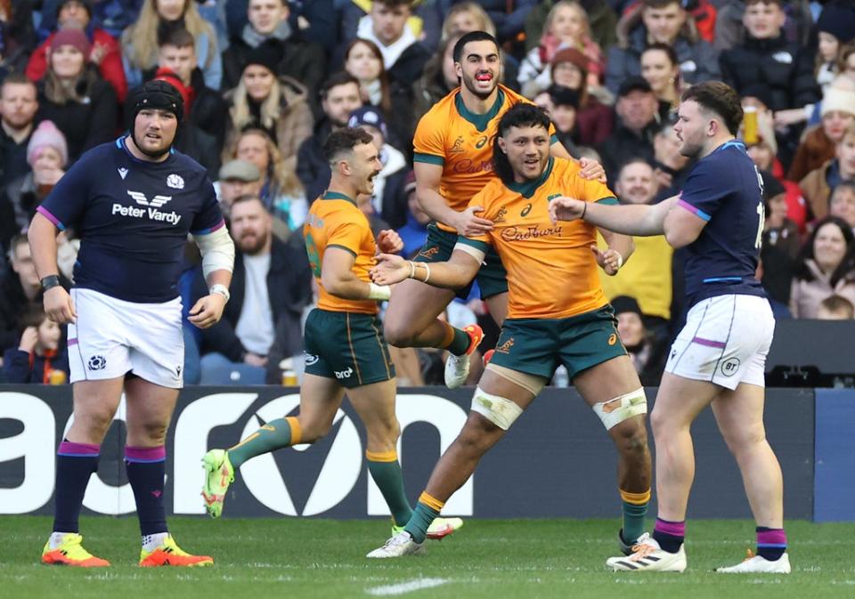 Rob Leota (centre) was on the scoresheet for Australia (Steve Welsh/PA)