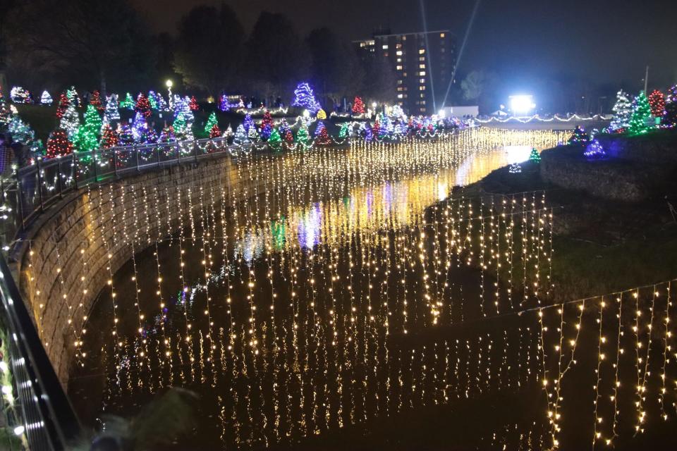 More than 15,000 feet of twinkling holiday lights are suspended back and forth over the River Raisin in Adrian's Comstock Park in what organizers of the Comstock Christmas Riverwalk are calling "Light the River." This is just one of the many new additions to the Riverwalk, which was officially lit for the season Friday night.