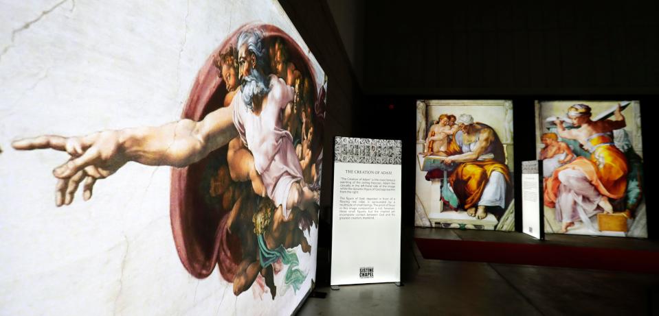 "Michelangelo’s Sistine Chapel: The Exhibition" on display at the KI Convention Center in Green Bay, Wis. features life-size reproductions of the famed 34 frescos from the Sistine Chapel in Vatican City.