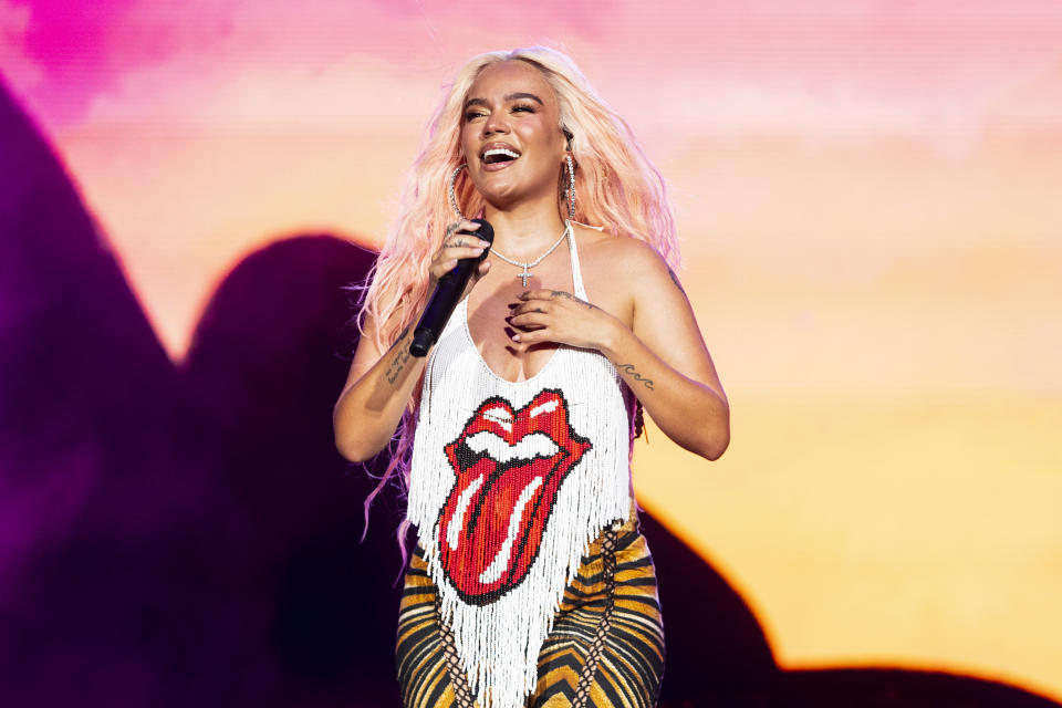 Karol G performing at Lollapalooza at Grant Park on Aug. 3, 2023 in Chicago, Illinois.  (ERIKA GOLDRING / WireImage)