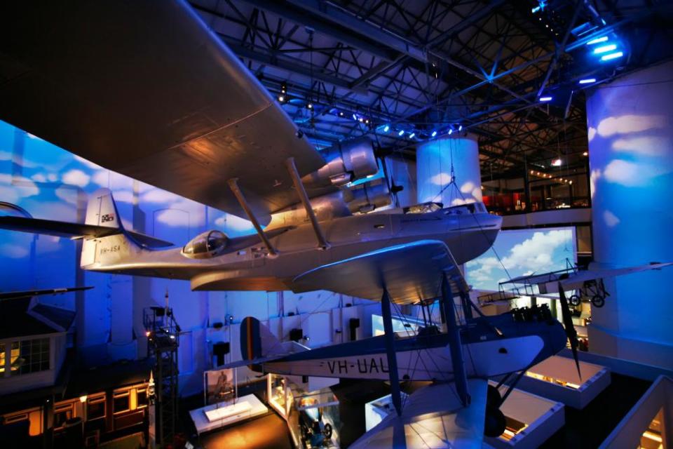 The Catalina Flying Boat, an 8.5tonne aircraft suspended in the Powerhouse Museum, Sydney