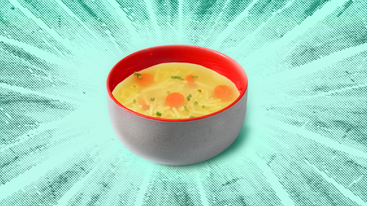 A hearty bowl of chicken soup.