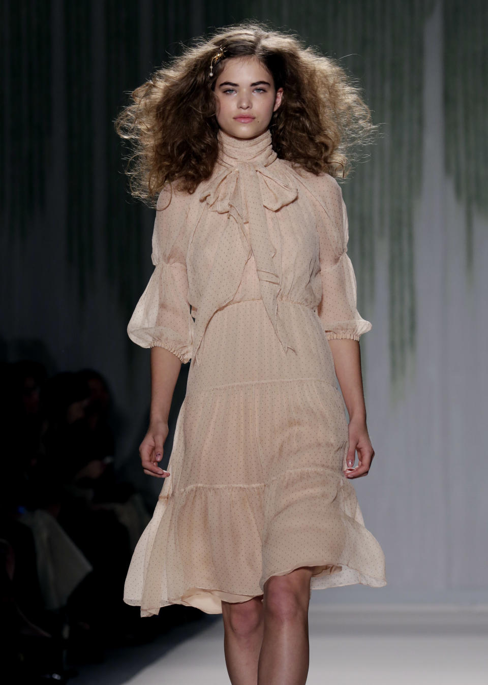 The Jenny Packham Spring 2014 collection is modeled during Fashion Week in New York, Tuesday, Sept. 10, 2013. (AP Photo/Richard Drew)