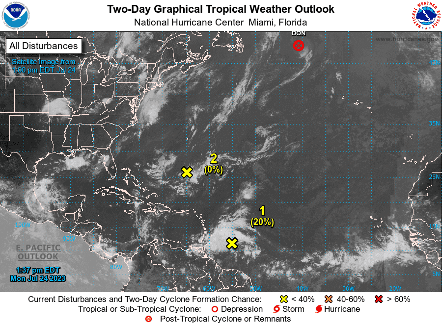 Tropical conditions 2 p.m. July 24, 2023.