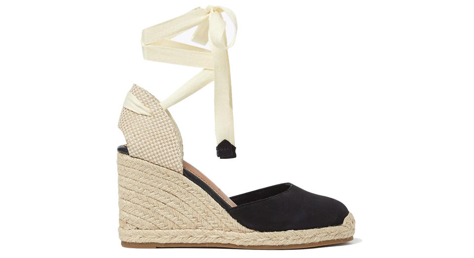 Suede Ankle Tie Wedge Espadrilles