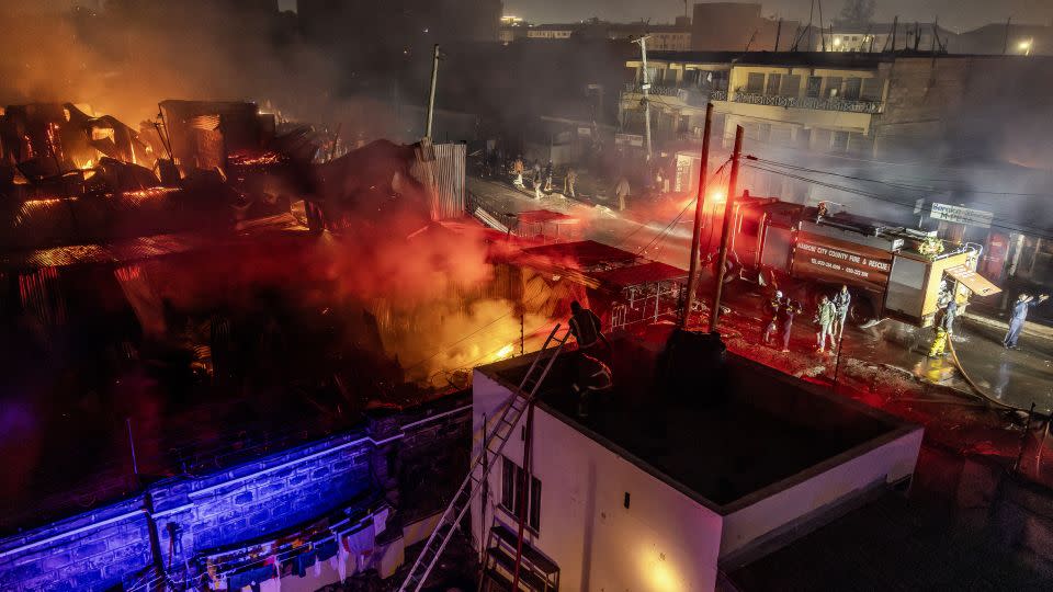 Video posted on social media shows an explosion resulting in a huge fireball. CNN cannot independently verify the footage. - Luis Tato/AFP/Getty Images