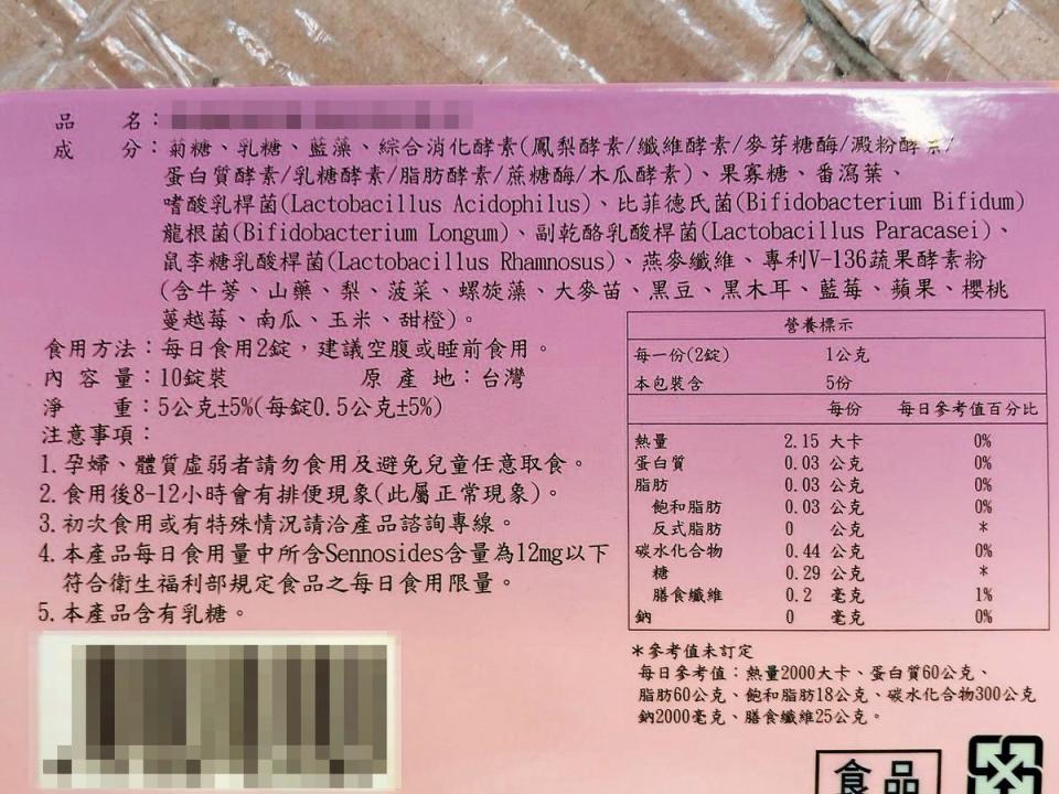 食藥署規定，番瀉葉每日使用劑量為12毫克以下，且產品應標示含量以及建議食用量。