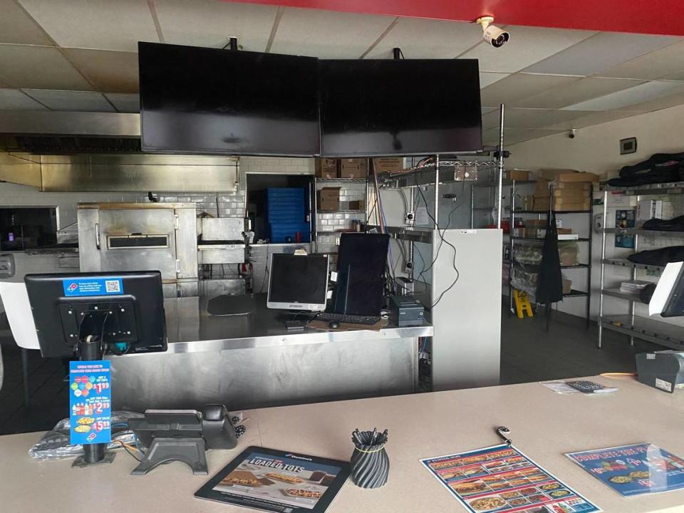 A Domino’s Pizza in Los Osos had to close early on Feb. 4, 2024, as power outages left huge swaths of San Luis Obispo County without power during an atmospheric river storm.