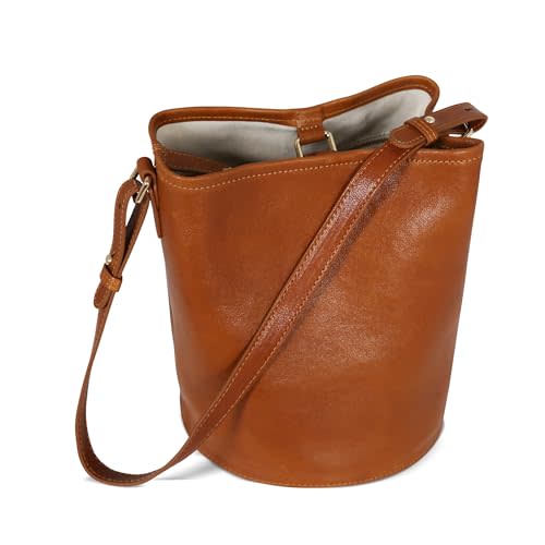 Iswee Retro Leather Bucket Bags for Women Handbag and Purses Crossbody Bags Hobo Bag Brown Shoulder Bag Design Tote Soft Leather Handbag (Brown)