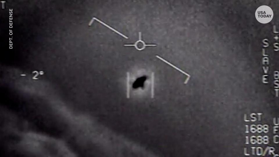 A still image shows one of the unidentified anomalous phenomena (UAP) captured by a Navy pilot and authenticated by the Department of Defense. In a bill introduced Thursday, commercial airline pilots would be able to report sightings of UAP, more commonly known as UFOs, to the federal government.
