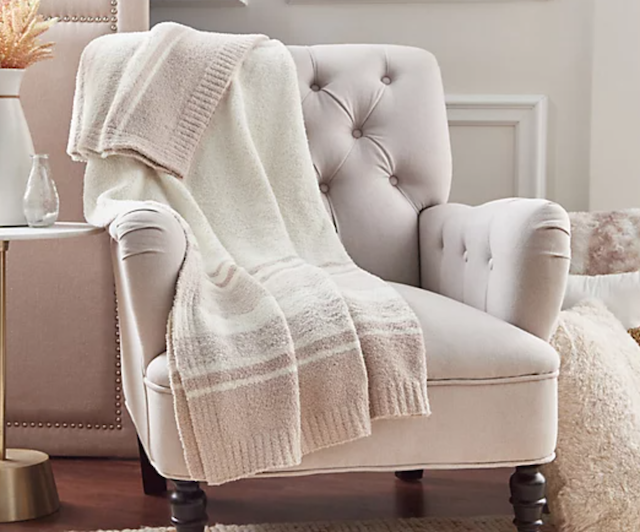 Barefoot Dreams CozyChic Marled Stripe Blanket in Cream