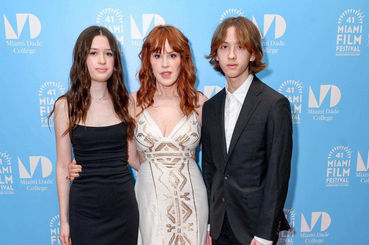 Adele Gianopoulos, Molly Ringwald, and Roman Gianopoulos attend the Variety Creative Vanguard Award honoring Molly Ringwald  during the 41st Miami Film Festival at the Chapman Conference Center on April 06, 2024 in Miami, Florida. (Ivan Apfel / Getty Images)