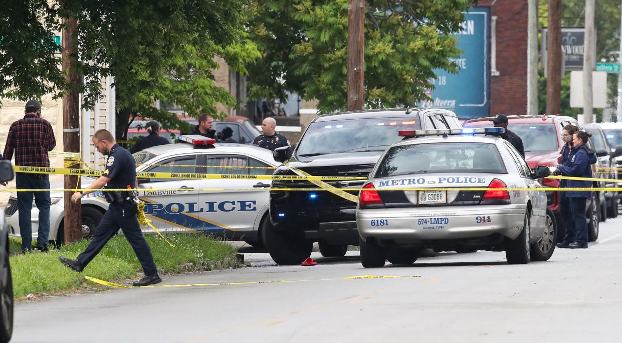 Police work a scene on S. 3rd and Kenton Streets in the Wilder Park neighborhood. May 14, 2024