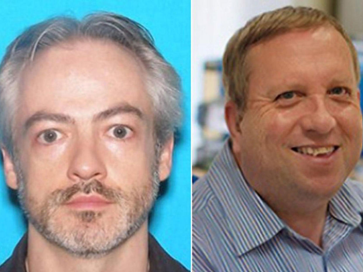 Prof Wyndham Lathem (L), 42, and Andrew Warren (R), 56, are wanted with first-degree murder by Chicago police: EPA