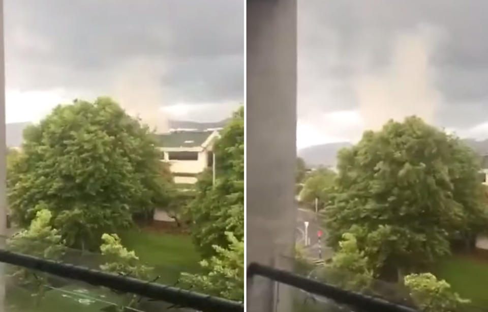 A tornado pictured in Christchurch.