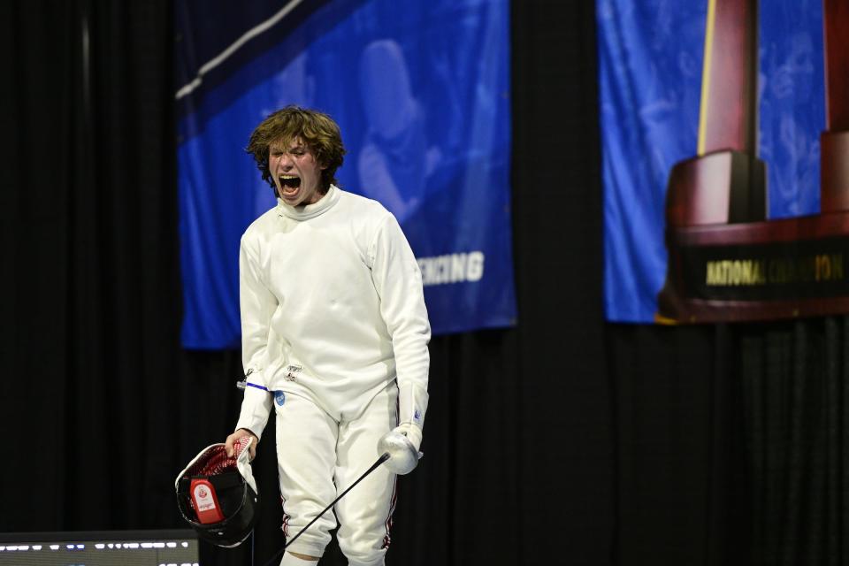 Ohio State fencer Gabriel Feinberg, of Lincoln, won an NCAA men's epee championship on March 27, 2022.