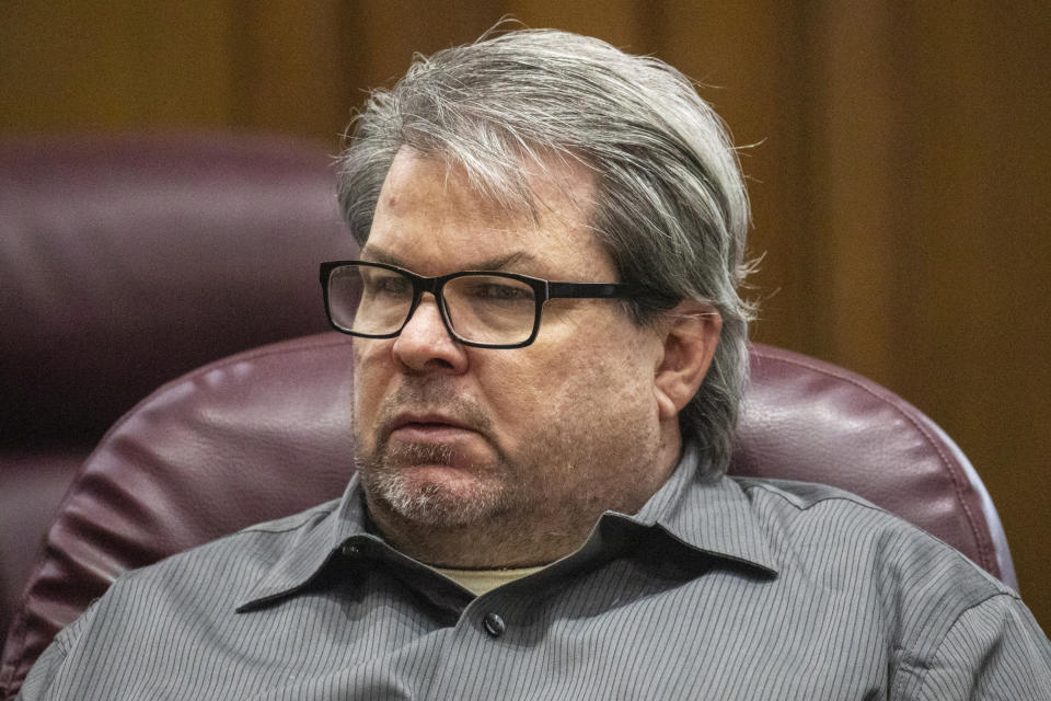 Jason Dalton moments before pleading guilty to six counts of murder and several other charges at the Kalamazoo County Courthouse (Picture: AP)