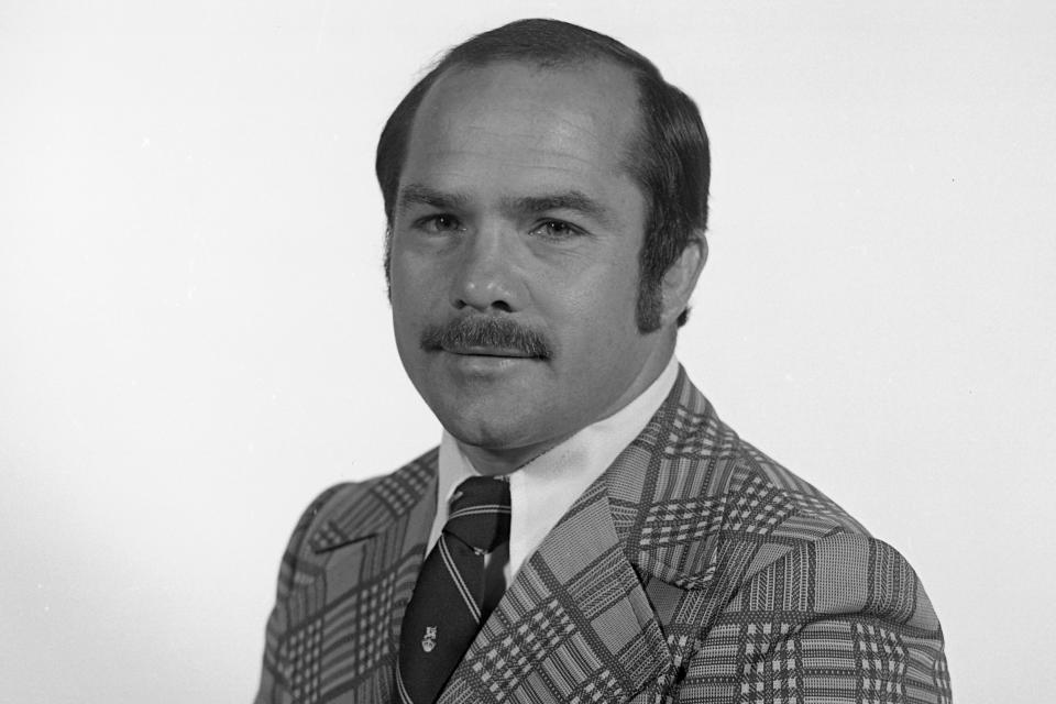 In this 1976 photo released by the Bentley Historical Library at the University of Michigan, former Michigan wrestling coach Bill Johannesen, who led the Wolverines' wrestling program from 1974-78, is shown in Ann Arbor, Mich. Johannesen denied he was told by any of his student-athletes that Dr. Robert E. Anderson, a University of Michigan doctor, touched them inappropriately. According to documents from a police investigation, University of Michigan officials were warned more than four decades ago that Anderson was fondling patients during medical exams, but he continued working there despite a demotion and went on to allegedly abuse again as a physician with the school's athletic department. (U-M Athletic Department records, Bentley Historical Library/University of Michigan via AP)